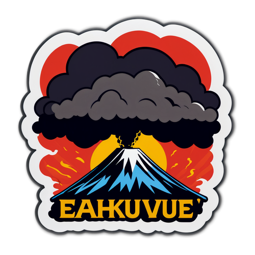 Sticker met silhouet van de Vesuvius vulkaan