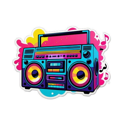 Kembali ke Masa Lalu: Boombox Neon Retro yang Menggugah Semangat Muzik!