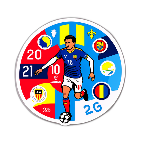 Un autocolant cu momentele mari ale fotbalului românesc până în 2026