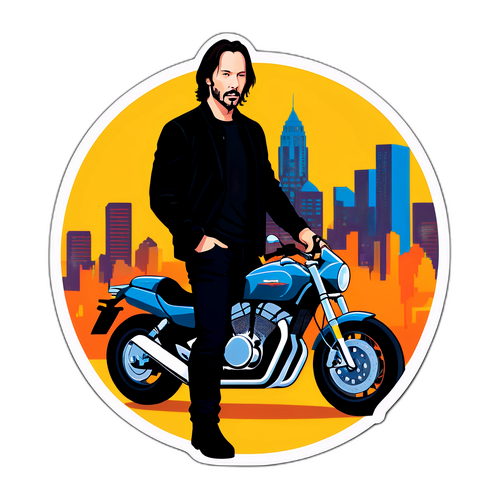 Minimalist klistermærke af Keanu Reeves