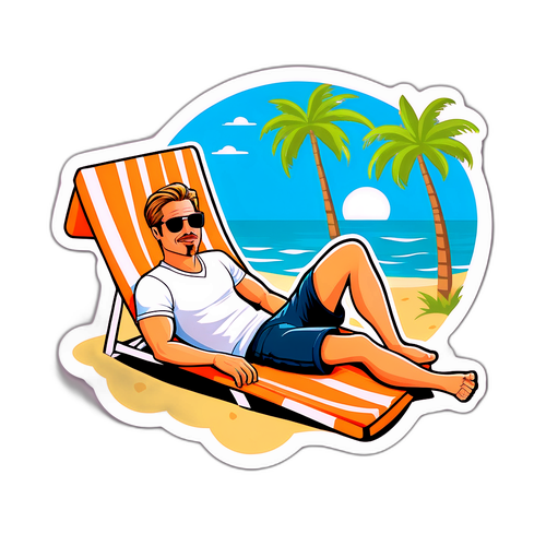 Vicces matrica: Brad Pitt a tengerparton