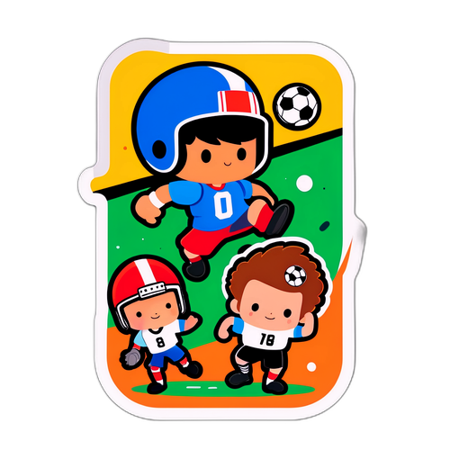 สติ๊กเกอร์ลีกแชมเปียนชิพที่มีทีมฟุตบอลการ์ตูนบนสนามแข่ง