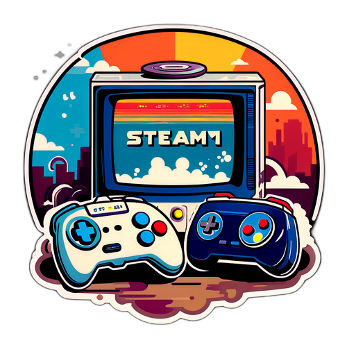 Autocollant rétro sur les jeux vidéo "Steam Down"