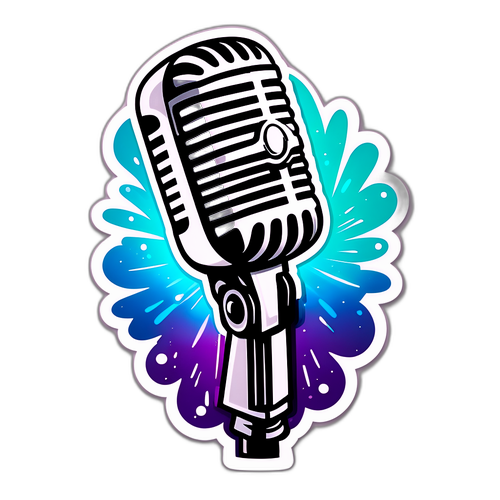 Ilustración de micrófono con luces de escenario