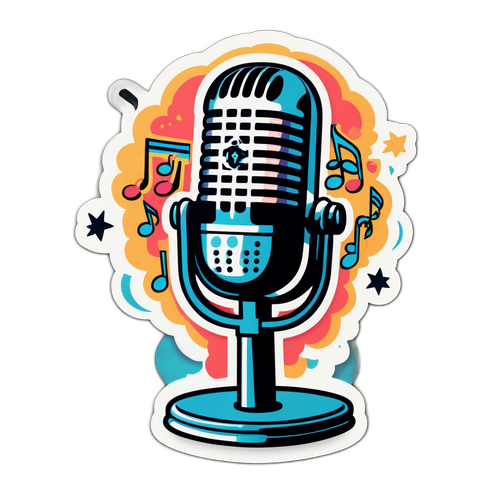 מדבקה בסגנון וינטג' עם מיקרופון