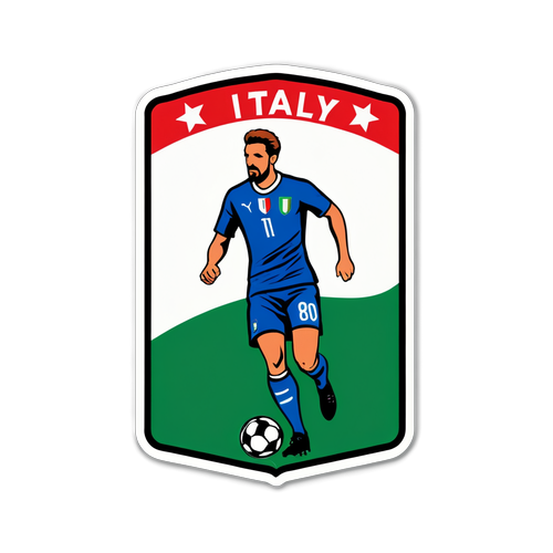 Sticker về Serie A với sân bóng và câu nói 'Italy's Best on the Pitch!'