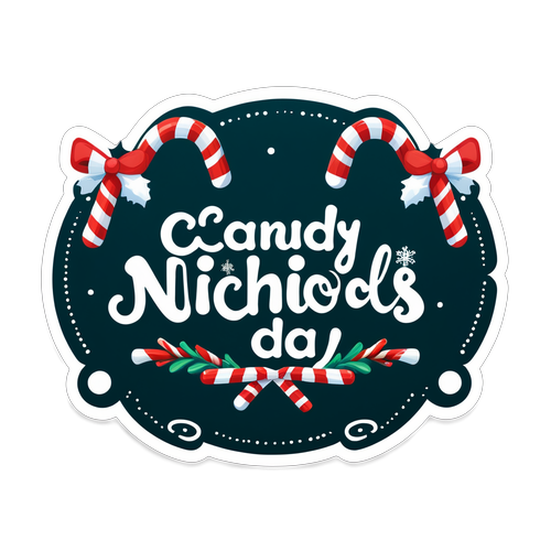 Festive Candy Canes and Snowflakes Sticker