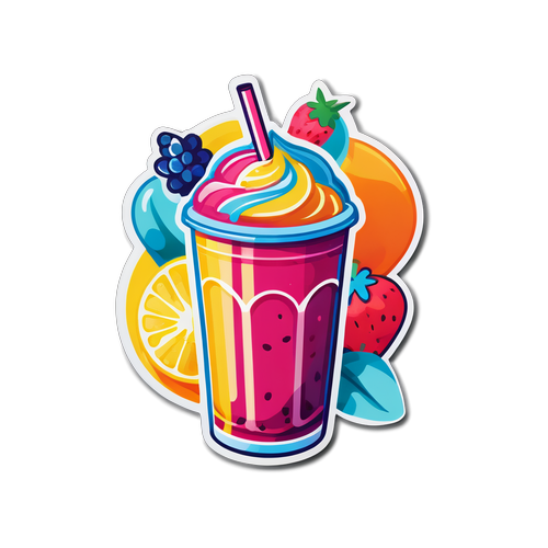 Sticker cu un smoothie colorat