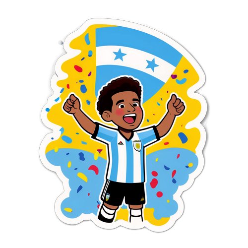 Stika ikionyesha furaha ya mechi ya soka kati ya Argentina na Venezuela