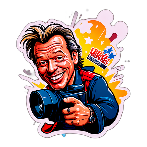 Mickey Rourke karikatúrája izgalmas filmes jelenet forgatása közben