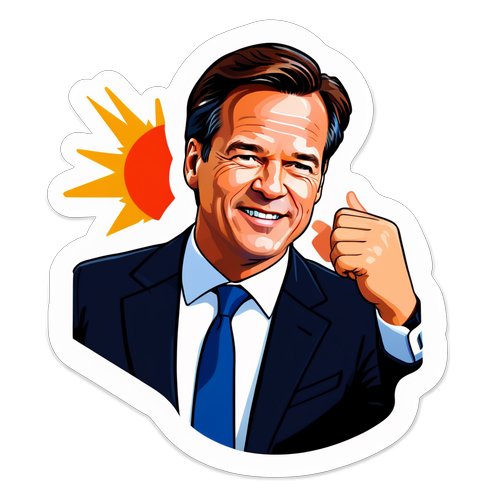 Sticker van Mark Rutte met krachtige leiderschapsquote