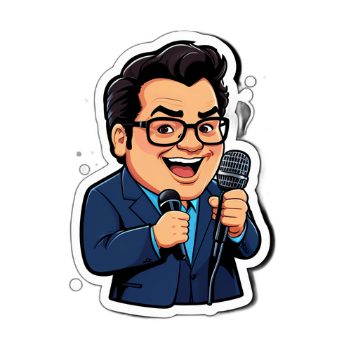 Diseño de sticker de Josh Gad como un cómic caricaturesco