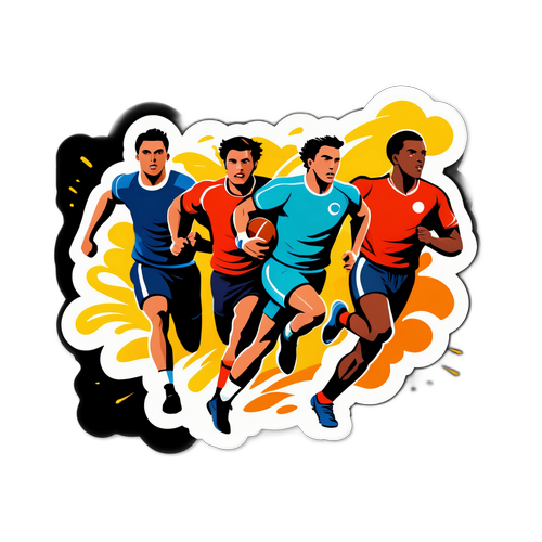 Nhóm cầu thủ thể hiện tinh thần đoàn kết và sức mạnh trong thể thao