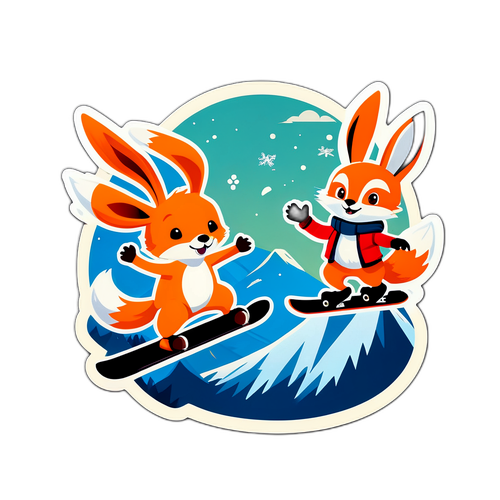 Speelse Afbeelding van een Halfpipe Spel met Schattige Dieren