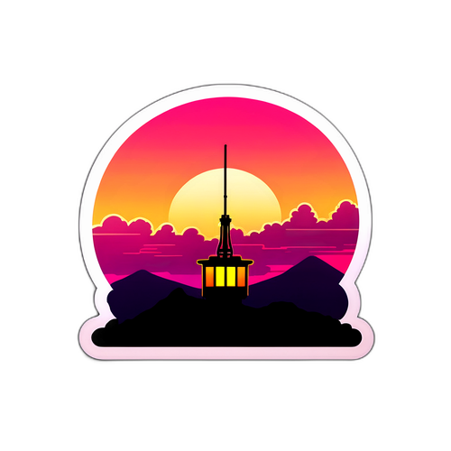 Minimalist Elevador da Glória Sticker ved Solnedgang