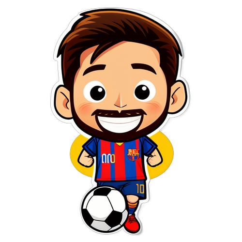 Messi w stylu chibi z piłką nożną