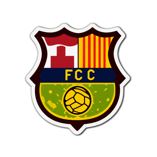 Sticker mit dem ikonischen FC Barcelona Wappen im stilisierten Sportdesign