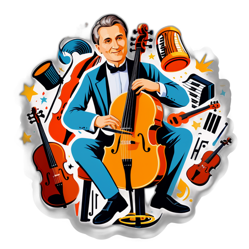 Sticker Krzesimira Dębskiego z instrumentami muzycznymi