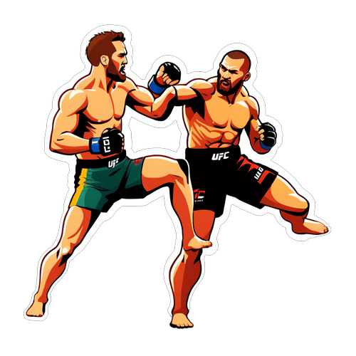 Potężny sticker z logo UFC i Drikusem du Plessisem w akcji