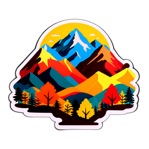 가을 단풍으로 물든 산 풍경