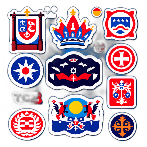 Nálepka s logem tn.cz obklopeným ikonickými českými symboly