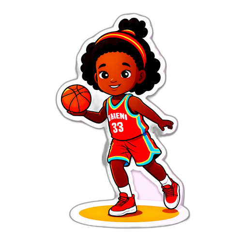 Basketbol Sahasında Dans Eden Çocuk Figürü