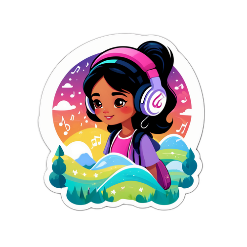 Stiker Kavya Maran yang Ceria dengan Fon Kepala