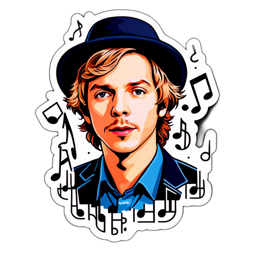 Rita en klistermärke med Beck och musiknoter