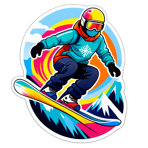 Sticker ya Kuonyesha Mchezaji wa Snowboarding