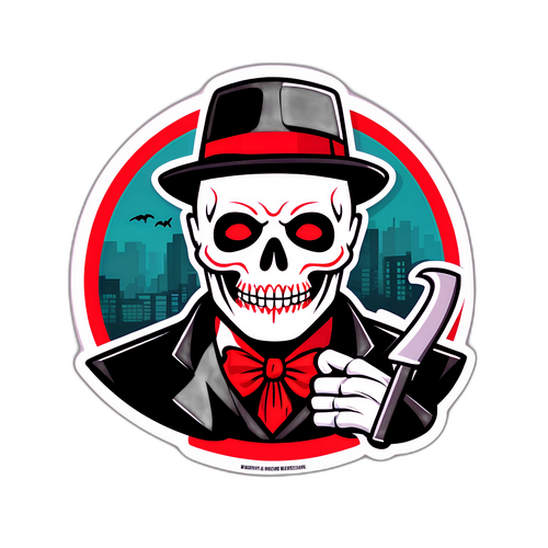 Aufkleber für das 'Deadly Game Live Crime Dinner'