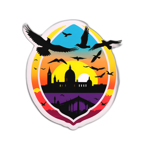 Sticker d'un coucher de soleil sur Toulouse