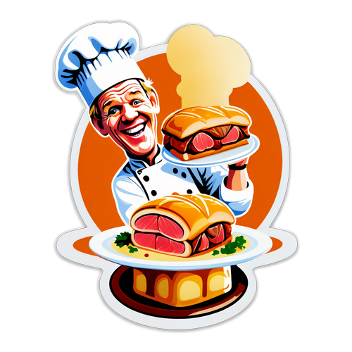 Sticker ng Chef na si Gordon Ramsay na may Beef Wellington