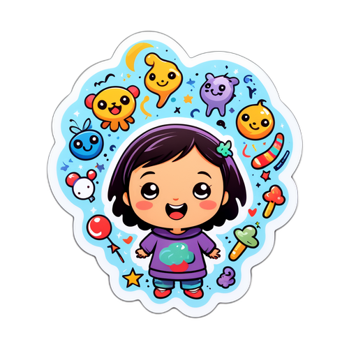 Καλλιτεχνική απεικόνιση παιδιού με παιχνιδιάρικη έκφραση