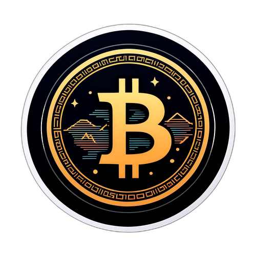 Bitcoinní nálepka s grafy a vzestupy