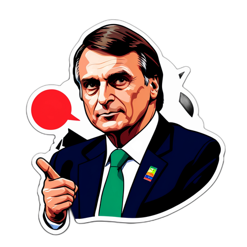 Silhouette de Jair Bolsonaro avec des éléments politiques en arrière-plan
