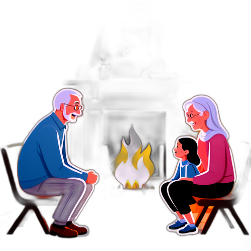 Meghitt családi pillanat a tűzhely előtt