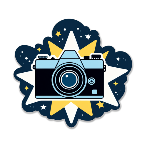 Minimalist Design mit Filmkamera und Sternen