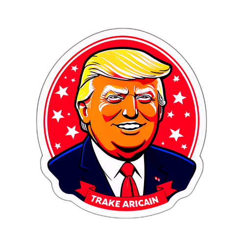 Sticker med Trump i cartoon stil