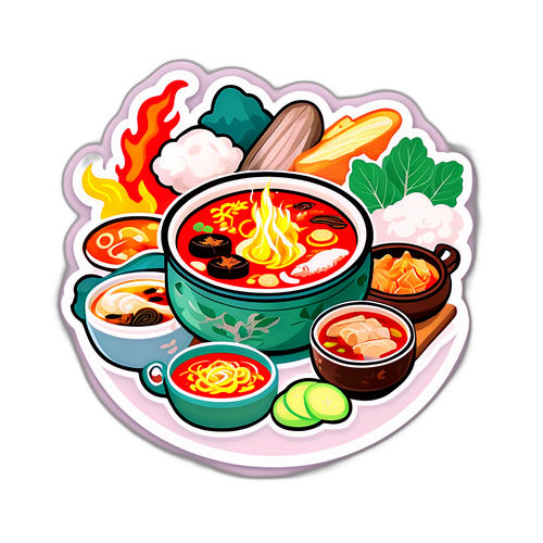 冬季温暖的热锅贴纸