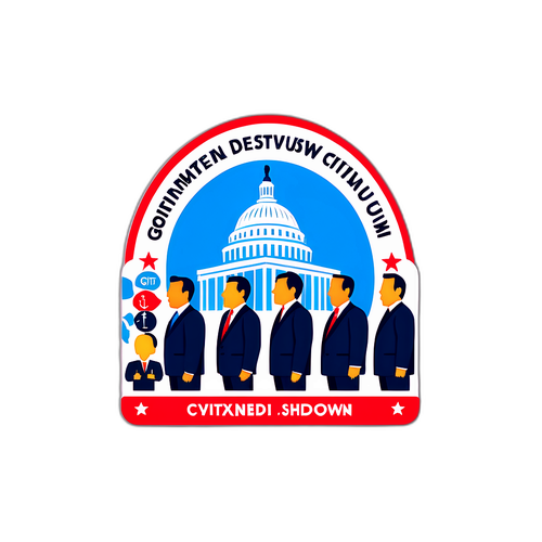 정부 폐쇄를 상징하는 유머러스한 일러스트레이션