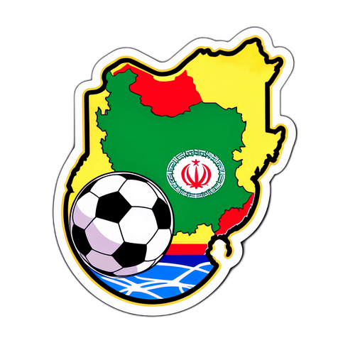 Cuốn nhãn dán bóng đá với bản đồ Iran