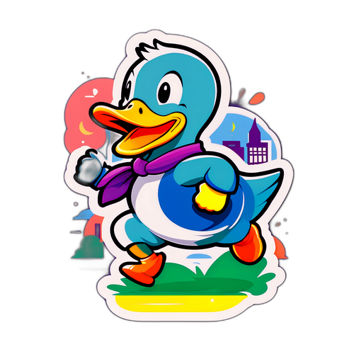 Adesivo Alegre com Pato na Cidade