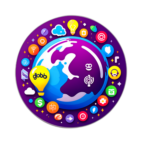 Adesivo Globo com Ícones de Programas