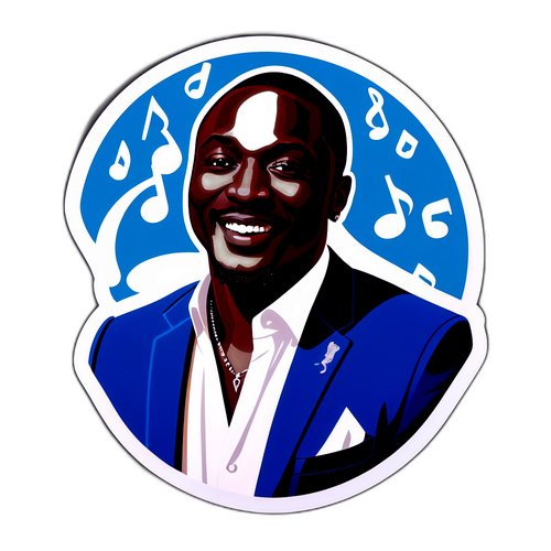 Autocollant d'Akon avec des notes de musique