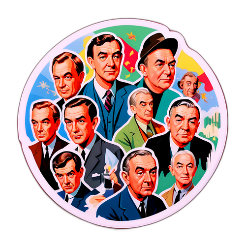 Artistic Collage of Graham Greene's Characters