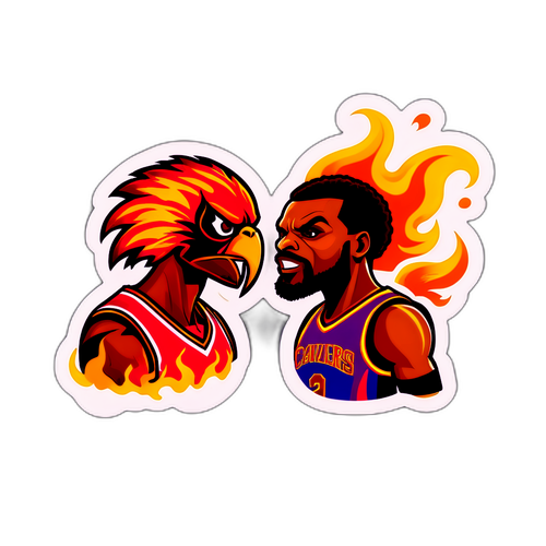 A rivalidade entre Cavaliers e Raptors com uma bola de basquete flamejante