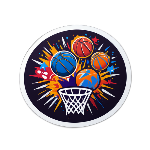 Autocollant illustrant un événement NBA avec des feux d'artifice
