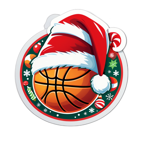 Basketball na may Santa Hat