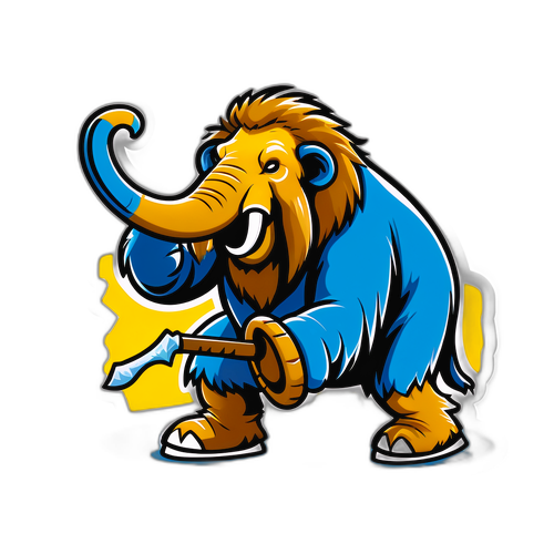 Humorous Mammoth vs. Bruins Mascot Sticker