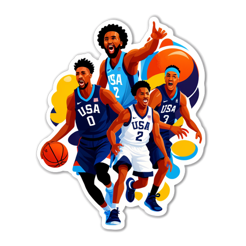 Makibahagi sa Enerhiya ng Digmaan ng Basketball: USA vs Australia sa isang Sticker na Puno ng Aksyon!